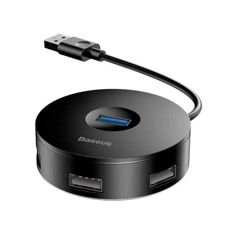 Адаптер мультипортовый USB Хаб Baseus Round Box 1 USB3.0 3 USB2.0 CAHUB-F01 Black - фото 3