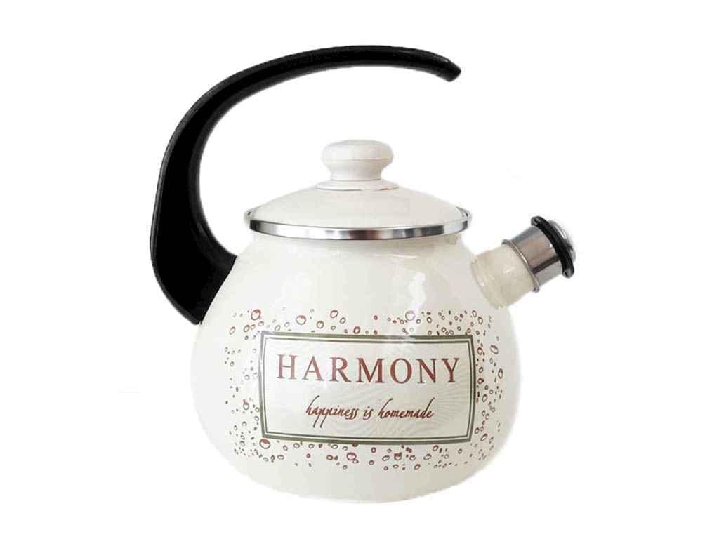 Чайник Idilia Гармония с нержавеющим ободком и свистком 2,5 л Молочный (I2711/2)