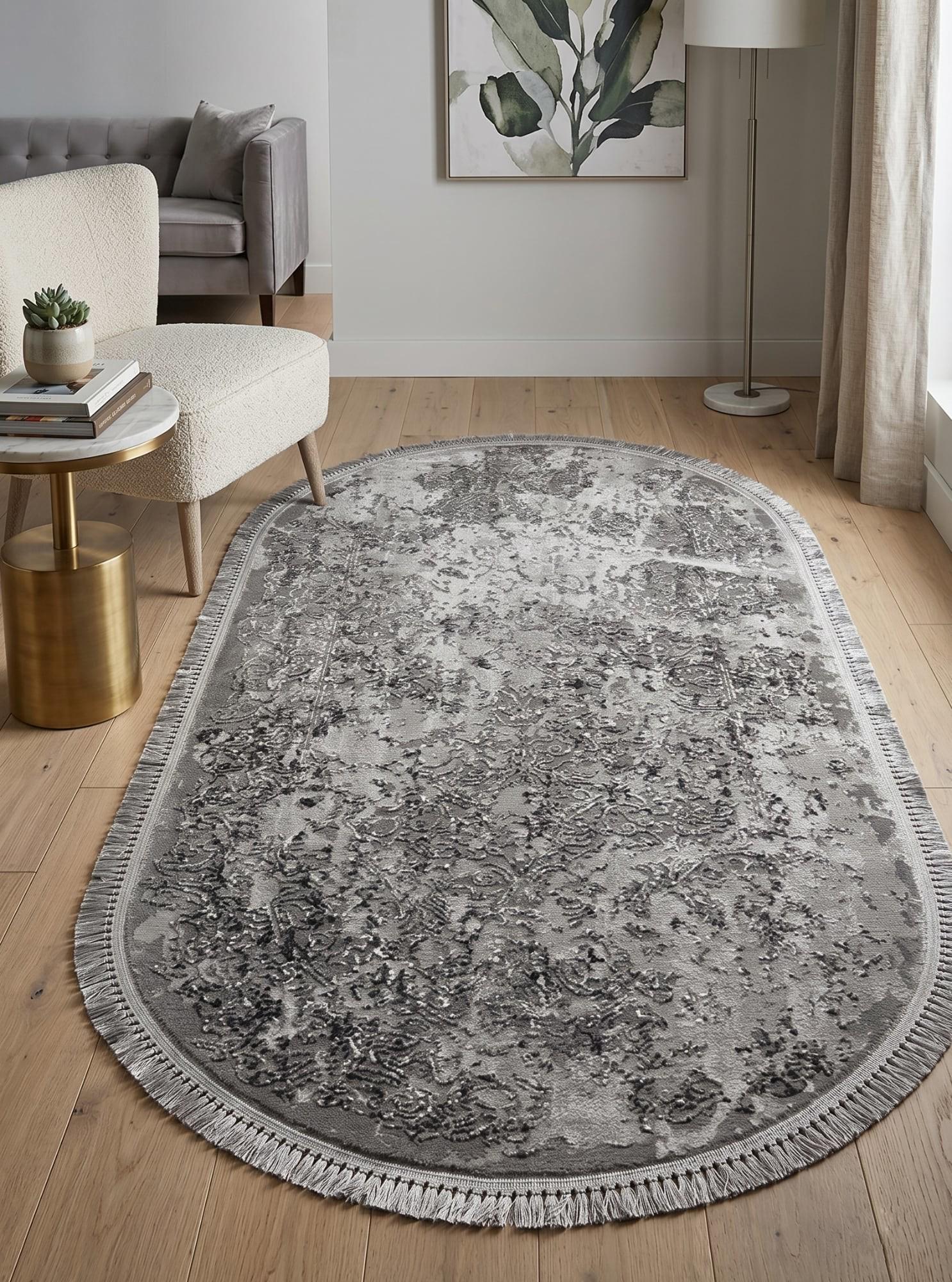 Ковер Levado 03916a овал 100x200 см Light grey/Dark grey (81171020)