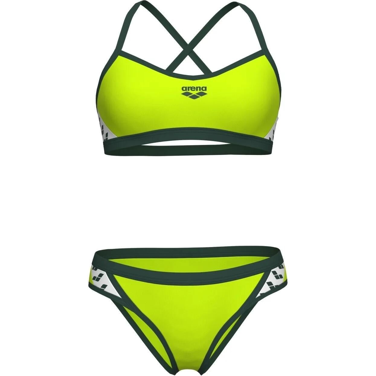 Купальник женский Arena ICONS BIKINI CROSS BACK SOLID р. 36 Лаймово-зелено-белый (005037-660)