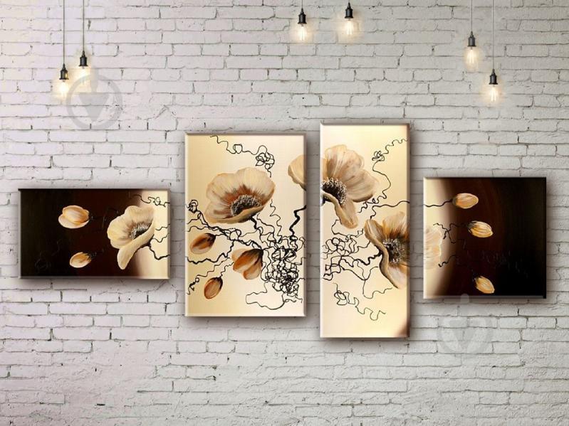 Модульная картина акрилом цветы ArtStar MKM17_4_069 размер 70 х 145 см