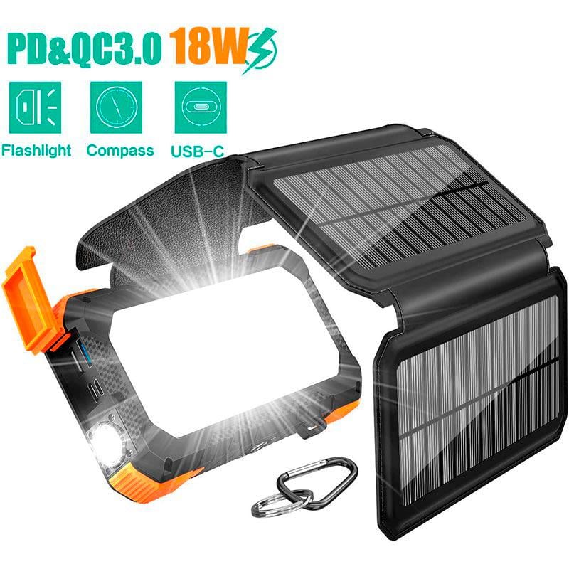 Повербанк Solar with 32pcs camping LED 20000 mAh PN-W12Pro IPX4 2USB/Type-C 18W/3A PD/QC - фото 5 Повербанк Solar with 32pcs camping LED 20000 mAh PN-W12Pro IPX4 2USB/Type-C 18W/3A PD/QC - фото 5