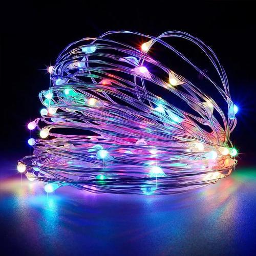 Гирлянда Капля росы нить на батарейках 100 LED цветная 10 м (166)