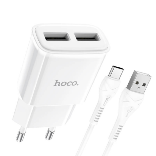 Адаптер сетевой HOCO Type-C C88A 2USB 2.4A white - фото 1 Адаптер сетевой HOCO Type-C C88A 2USB 2.4A white - фото 1