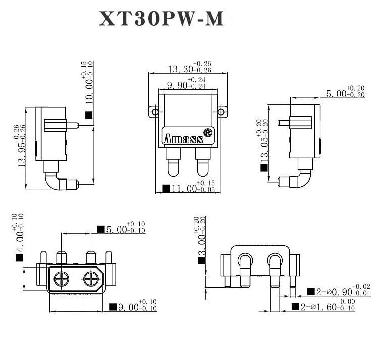 Конектор Amass XT30PW-M тато для акумуляторів та регулятора швидкості (PCB) - фото 2 Конектор Amass XT30PW-M тато для акумуляторів та регулятора швидкості (PCB) - фото 2