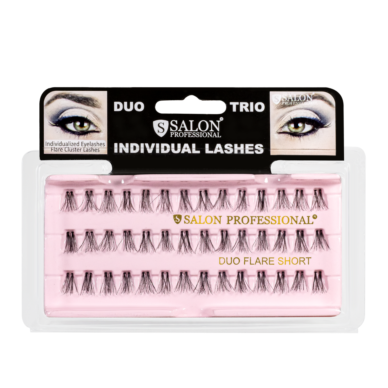 Вії пучкові для нарощування Salon Duo Flare Individual Lashes SHORT подвійні