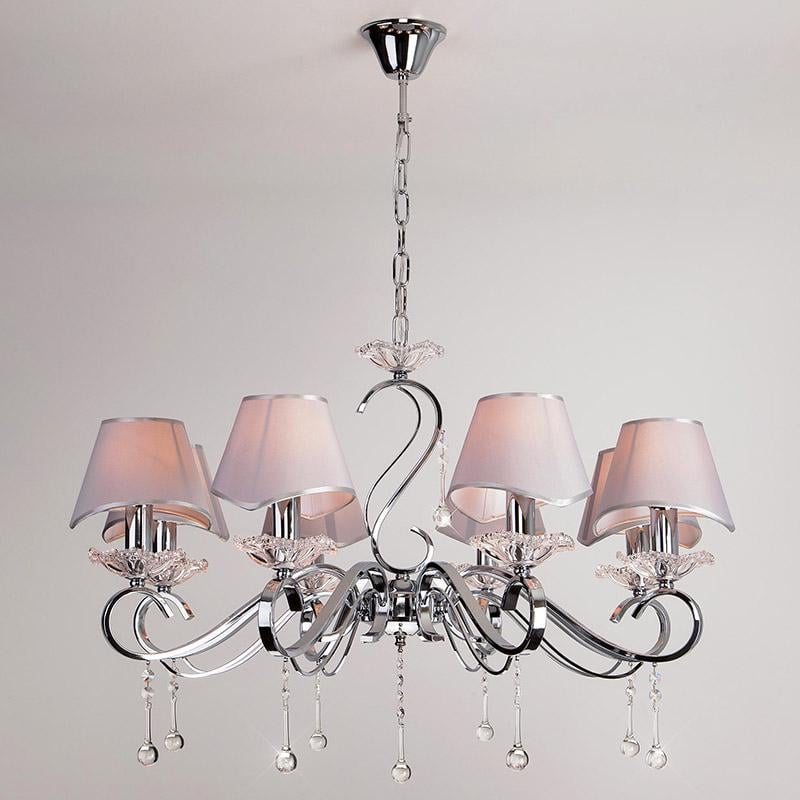 Люстра подвесная с абажуром Light House S-18118/8 800х800х530 мм Хром Люстра подвесная с абажуром Light House S-18118/8 800х800х530 мм Хром