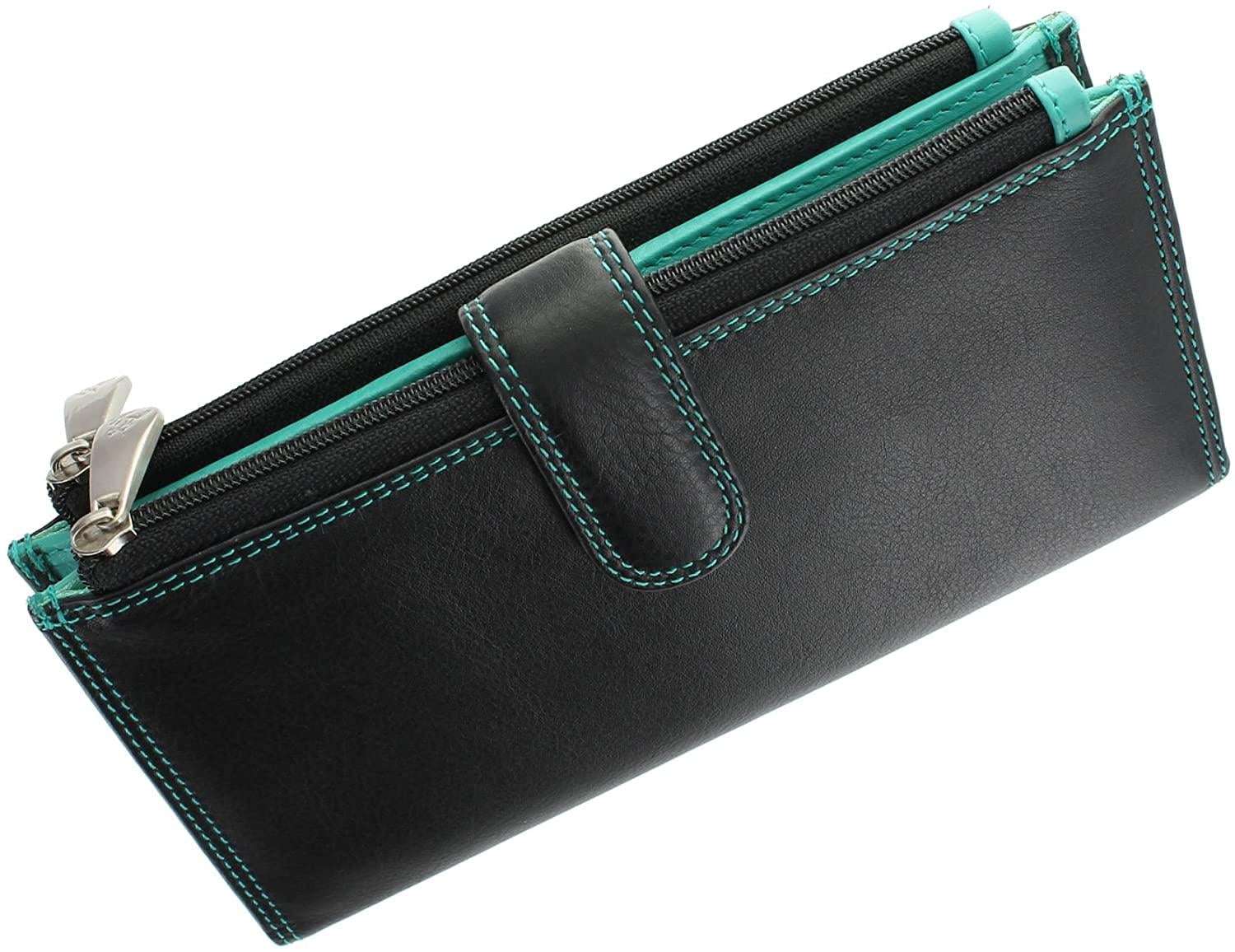 Женский кожаный кошелек Visconti CD23 Jade BLK/AQUA