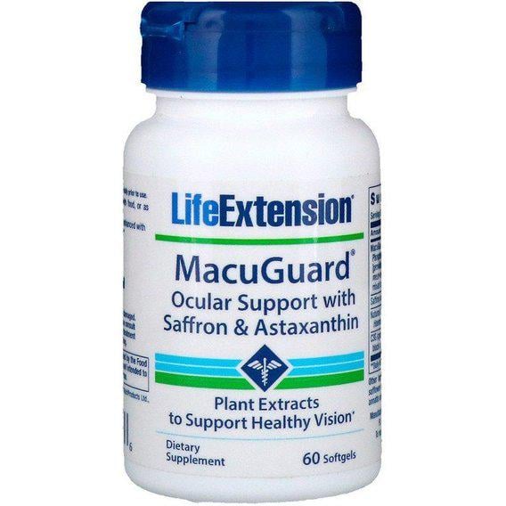 Комплекс для профилактики зрения Life Extension MacuGuard Ocular Support with Saffron & Astaxanthin 60 Softgels