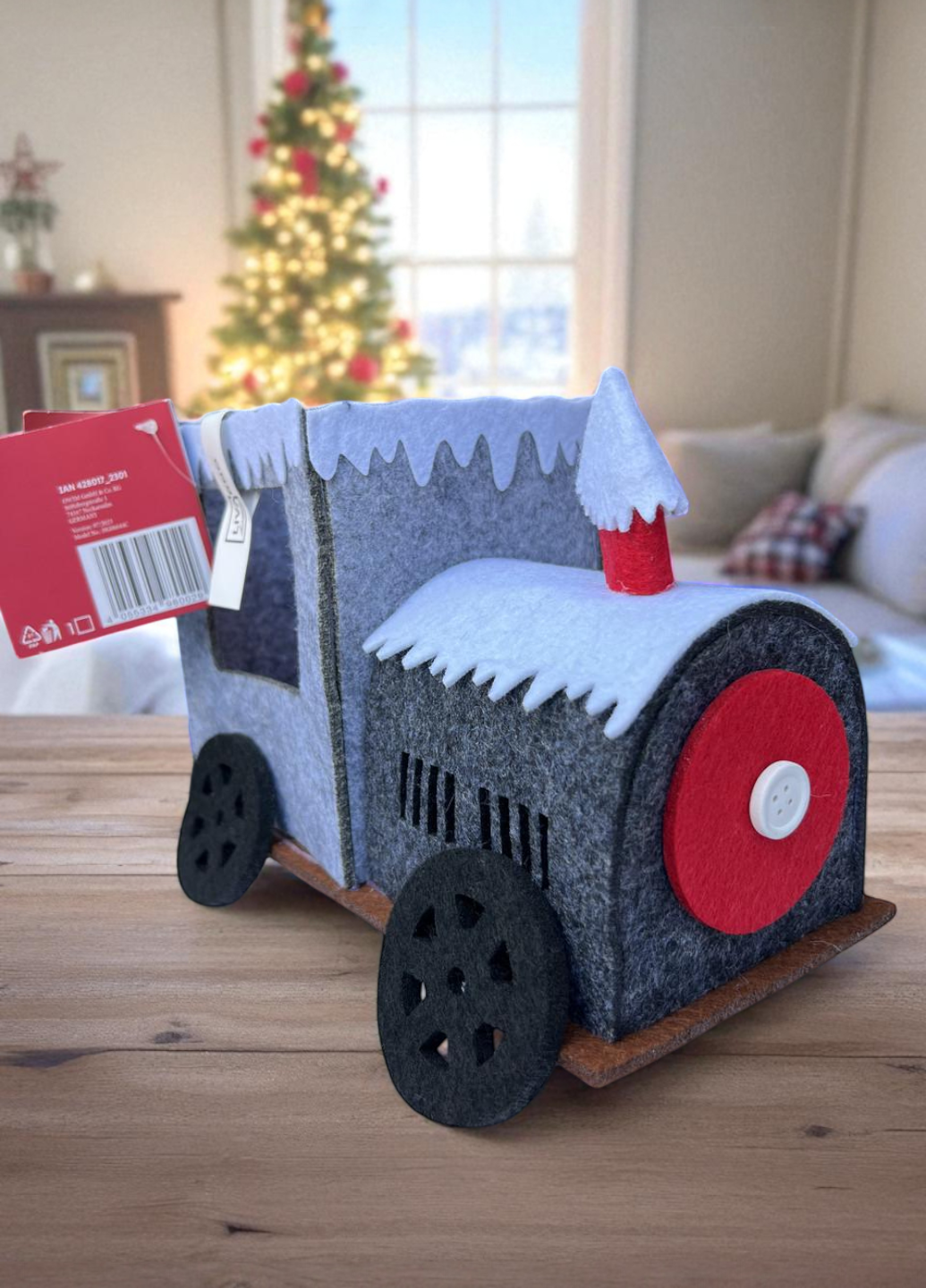 Новогодняя декоративная корзина Linarno Home из фетра 22х11,5х14 см Серый (7906) - фото 3