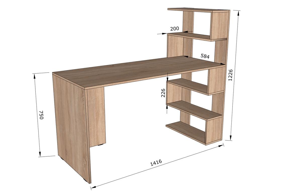 Письменный стол FST-15 1416х584х1226 мм Дуб Аппалачи - фото 3
