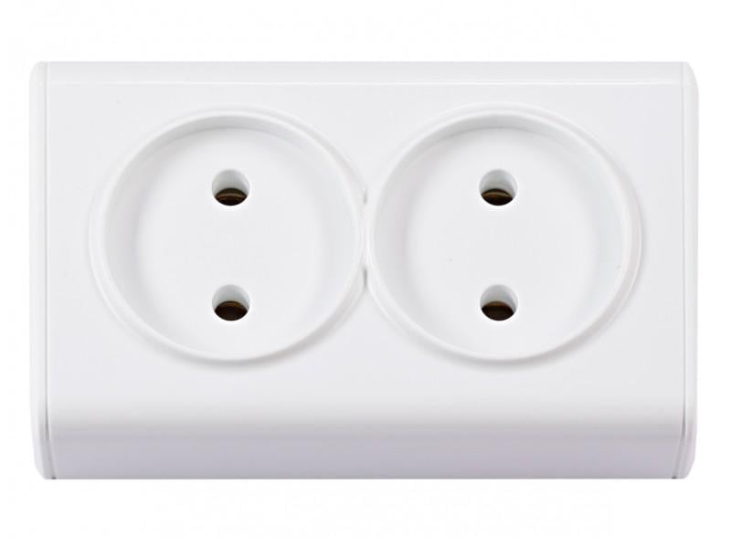 Розетка Miniature Luxel 2057 2-х б/з накладная Белый (00000038566)