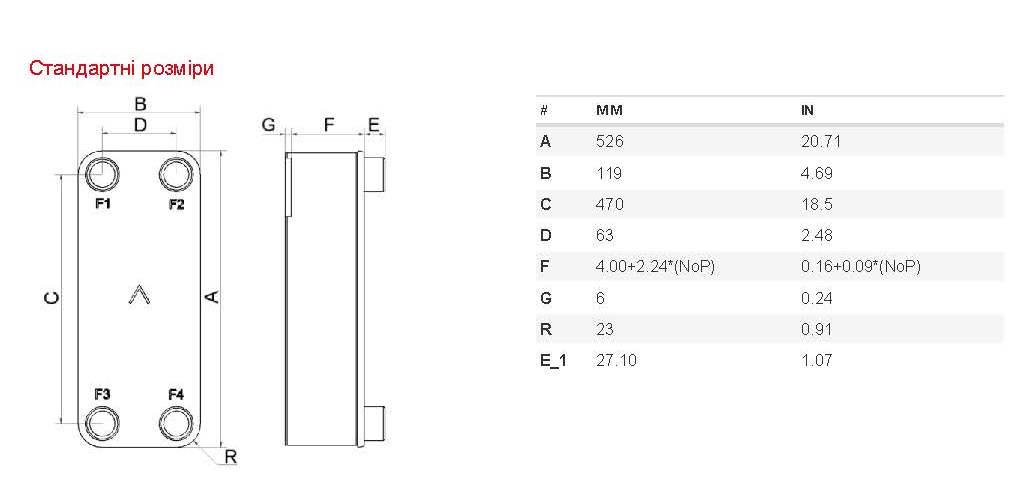 Паяний теплообмінник Swep B80Hx60/1P-SC-M2x35,1+2x1 1/4"&28U - фото 2