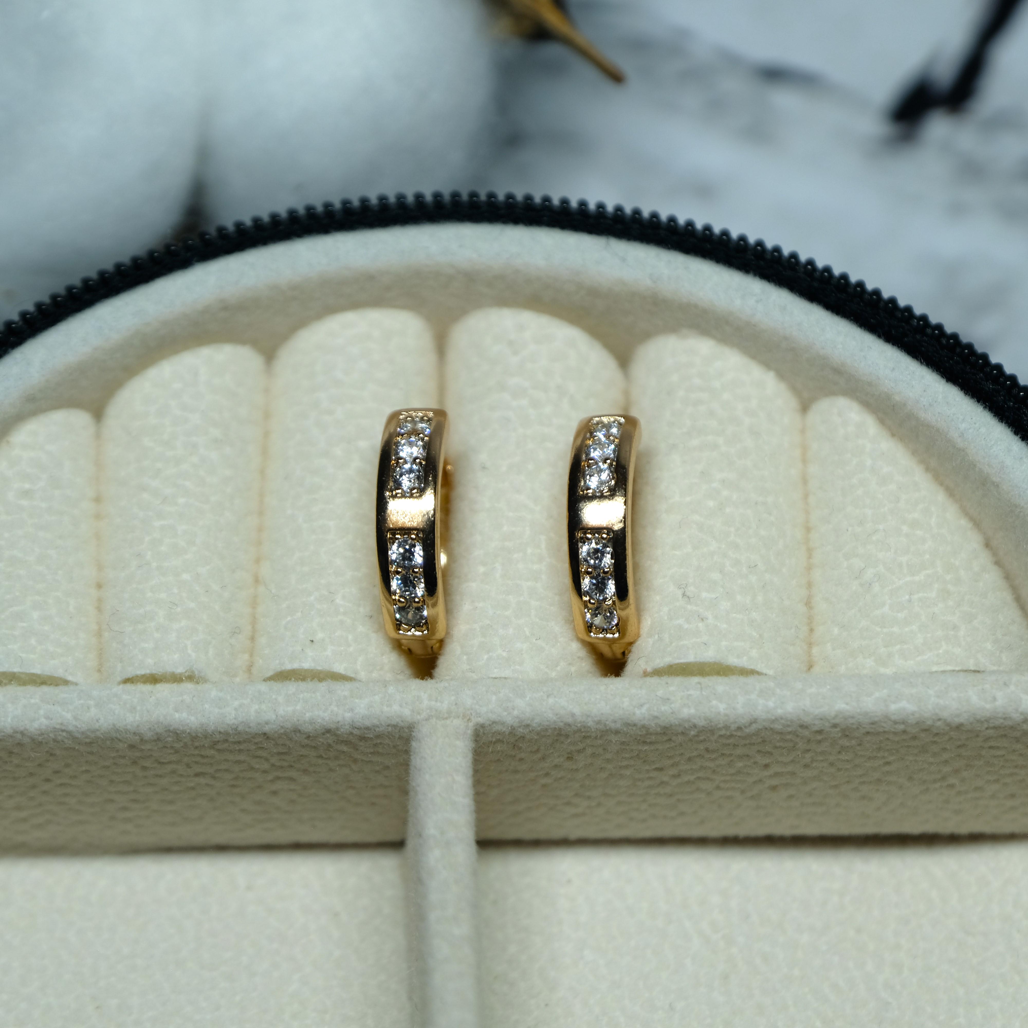 Сережки-кольца Xuping Jewerly с белым цирконом из медицинского сплава 16х4 мм (XC-1232)