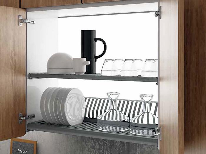 Сушка для посуды фасадная Helios 730 900 Ардезия с алюминиевой рамкой 2 полки поддон из пластика (104539)