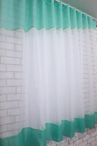 Занавеска на кухню 280х170 см Бирюзовый/Белый (047к) - фото 3 Занавеска на кухню 280х170 см Бирюзовый/Белый (047к) - фото 3