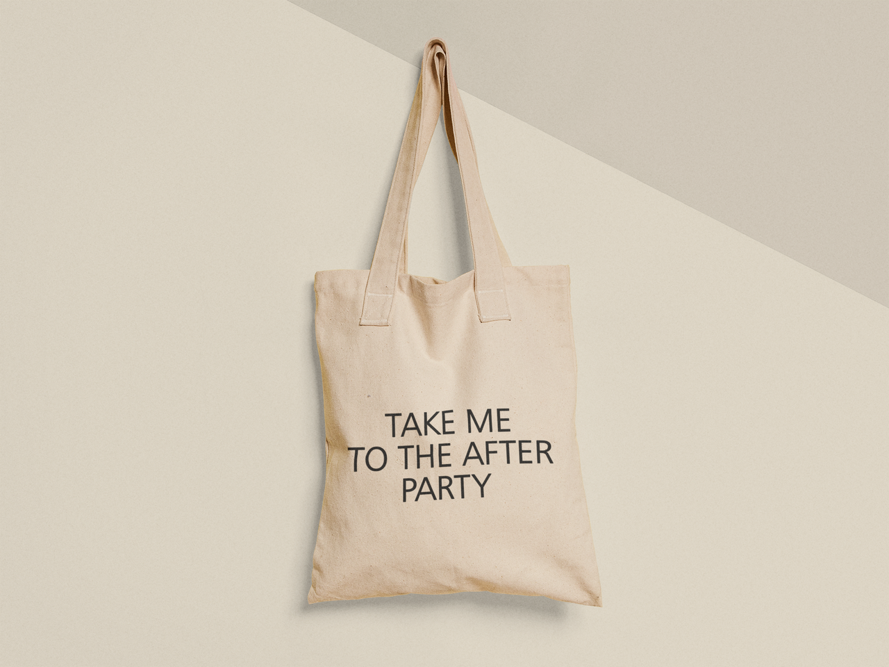 Эко-сумка шоппер с принтом "Take me to the party" 38х40 см Бежевый (ПН422-Т)
