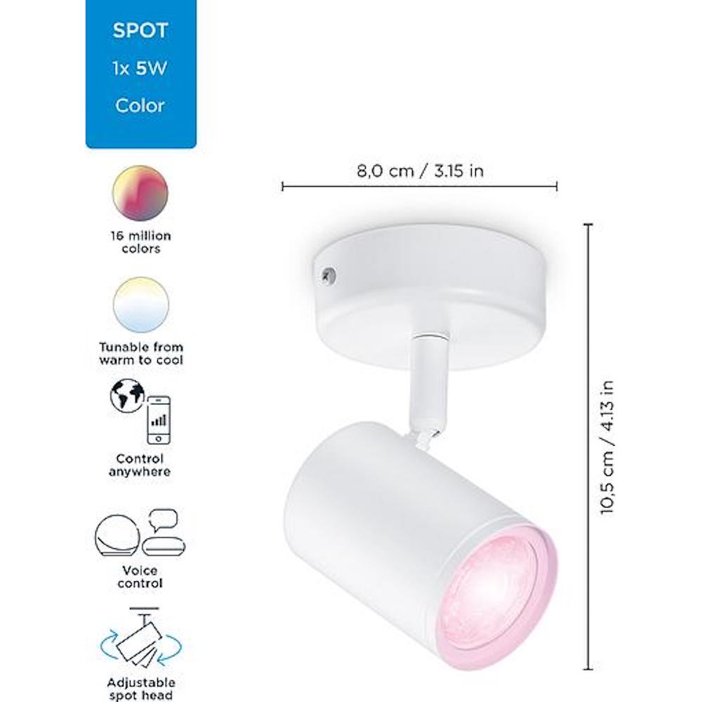 Умный светильник WiZ IMAGEO Spots накладной 1х5W 2200-6500K RGB Wi-Fi Белый (929002658701) - фото 5