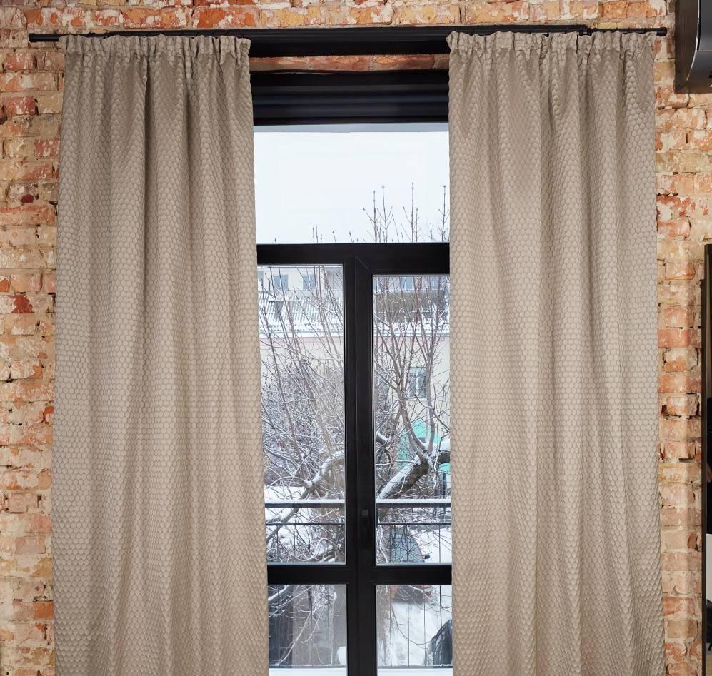 Шторы атласные 1,4 м 2 шт. Бежевый (000105786)