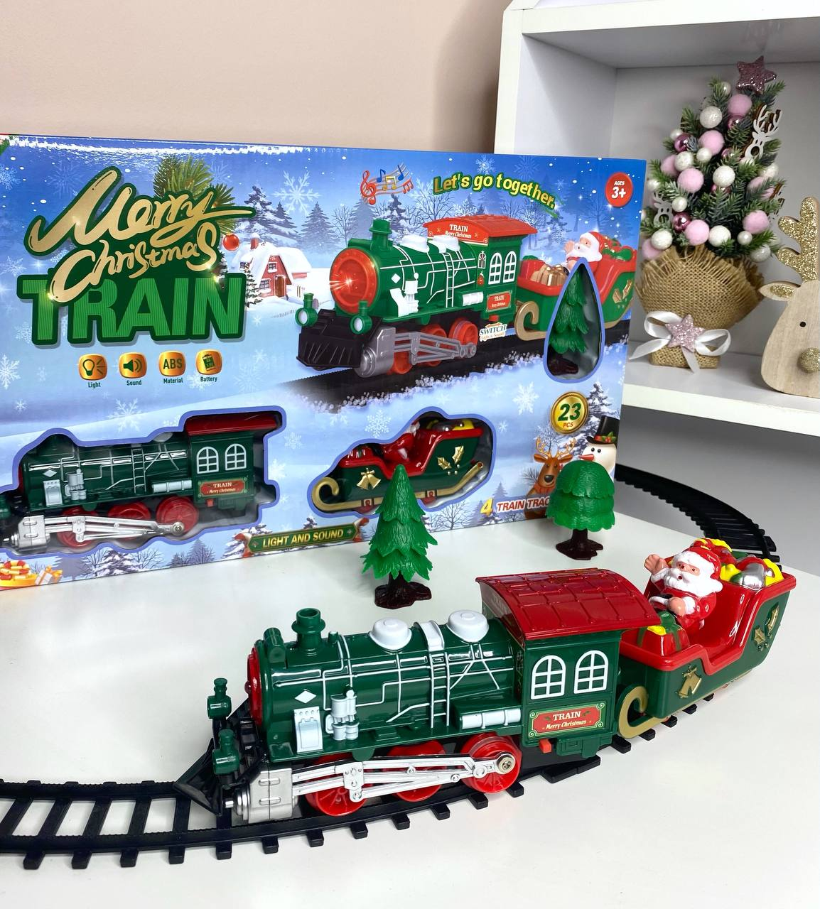 Дитяча залізниця Fun Game JHX6636 Новорічний ЖД локомотив з санчатами і Сантою (2371579873)
