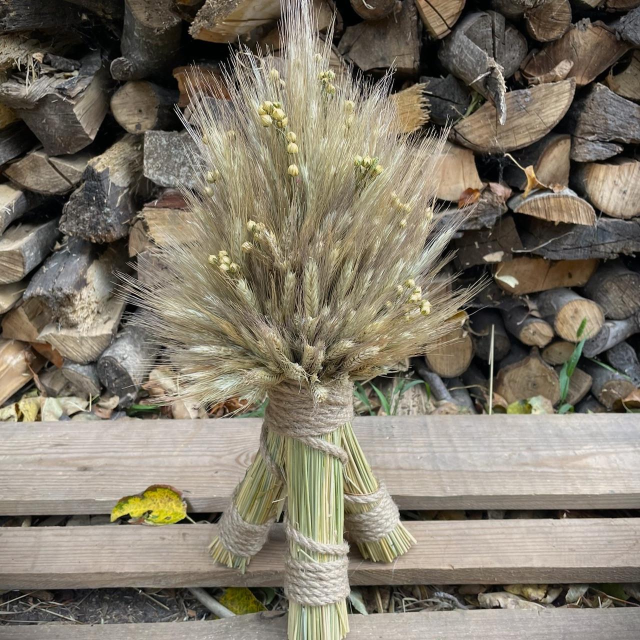 Рождественский Дидух из ржаных колосьев и льна 40 см (1696202767) - фото 2 Рождественский Дидух из ржаных колосьев и льна 40 см (1696202767) - фото 2