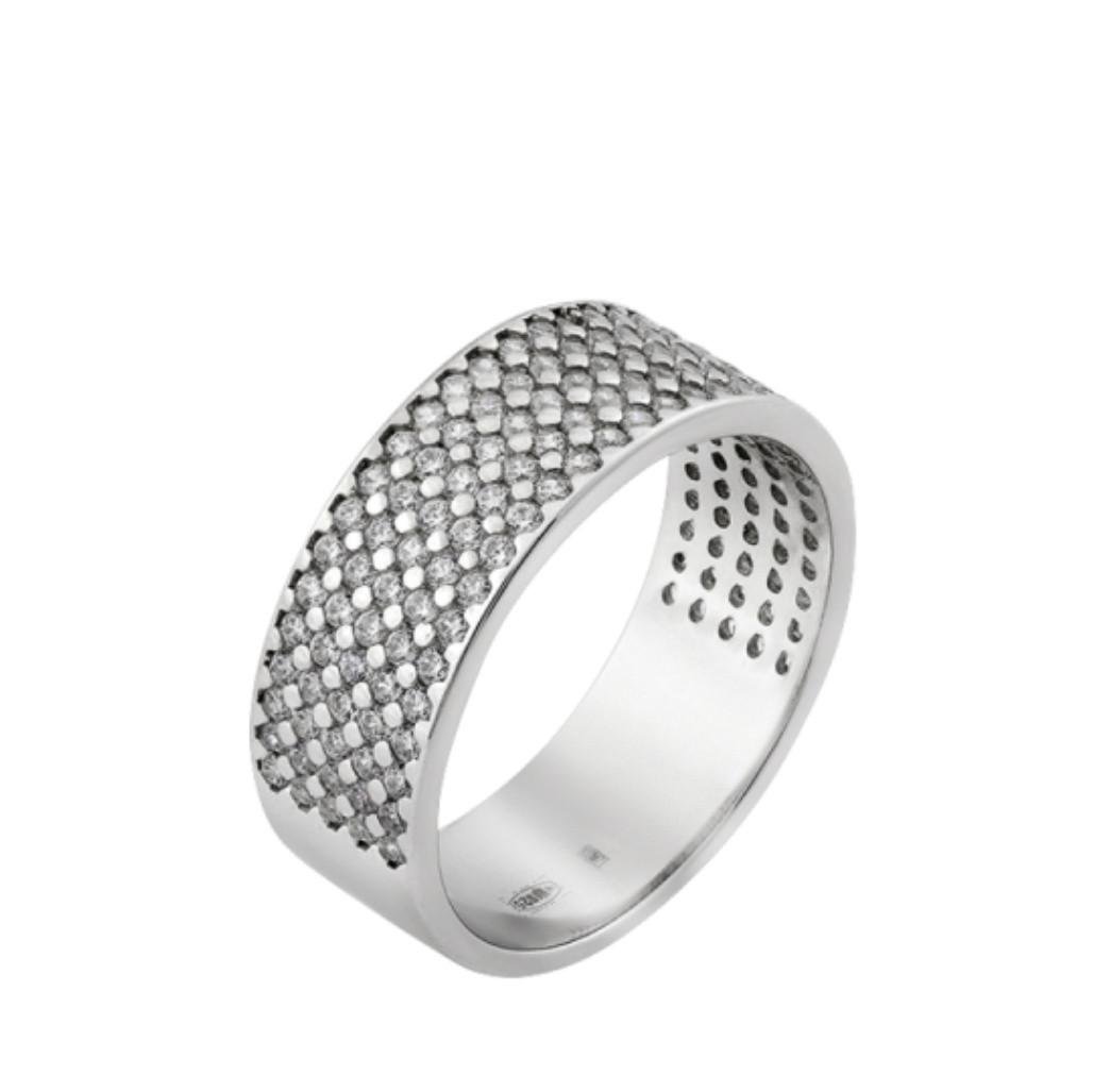 Каблучка доріжка широка з білими каменями срібло 925 проби родоване 4,71 г р. 17 (лк0116рк)