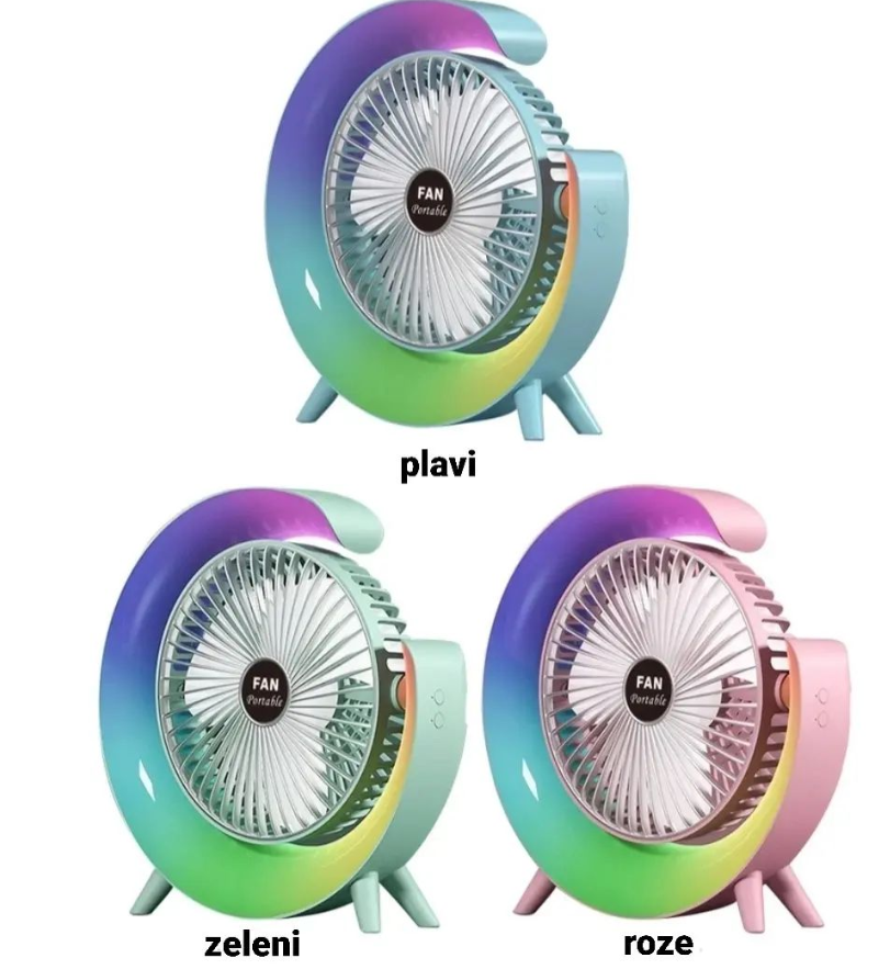 Вентилятор електричний USB 3-швидкісний з кольоровим підсвічуванням 180° безшумний - фото 3