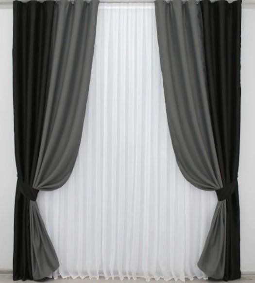Шторы 1,6х2,7 м 2 шт.Черный/Графитовый (014дк/1165-793ш) Шторы 1,6х2,7 м 2 шт.Черный/Графитовый (014дк/1165-793ш)