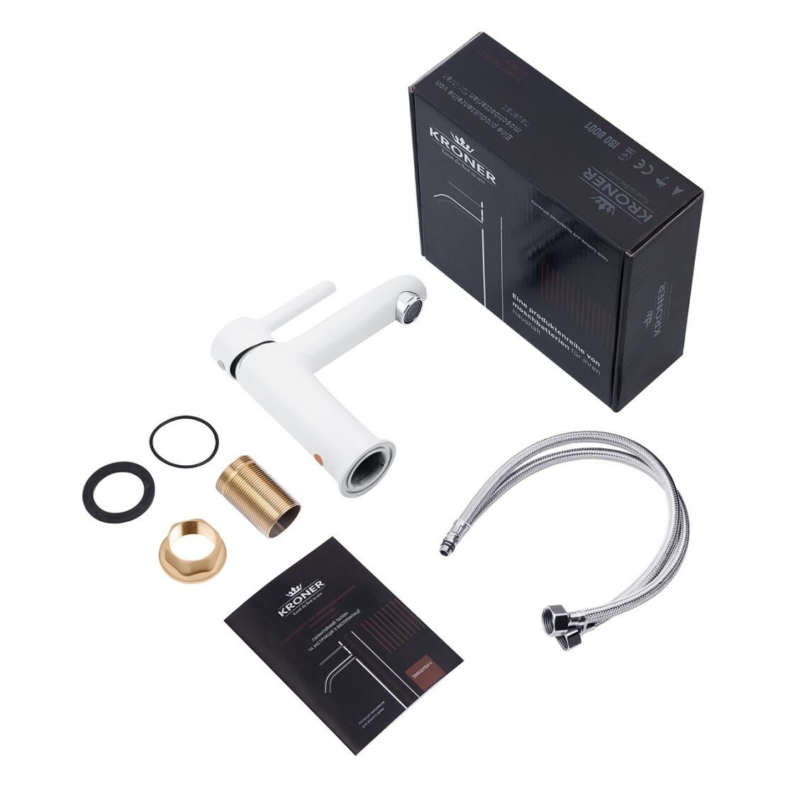 Смеситель для раковины Kroner KRP Essen W010 Белый/Хром (CV024323) - фото 6 Смеситель для раковины Kroner KRP Essen W010 Белый/Хром (CV024323) - фото 6