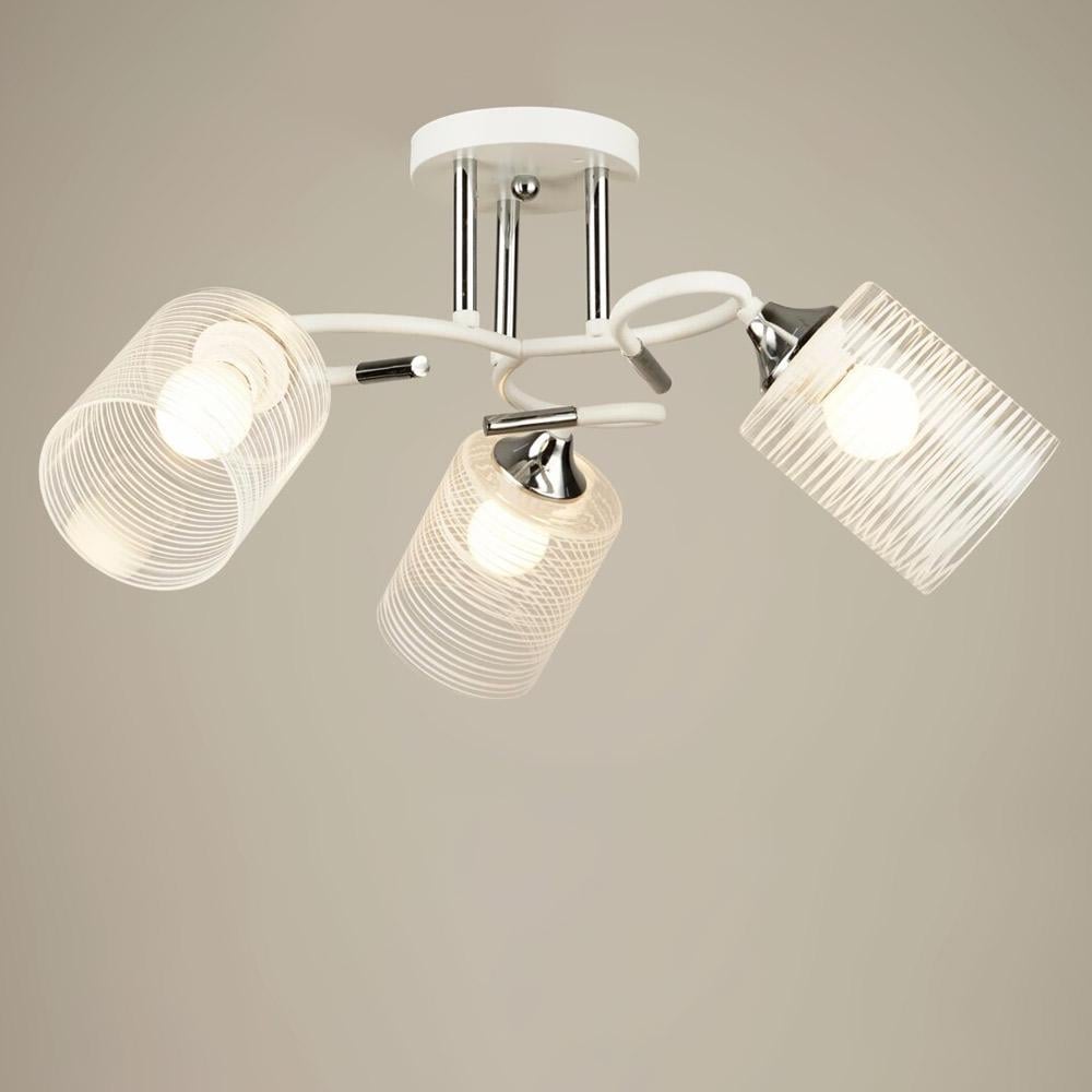 Люстра потолочная Light House SRS-19698/3 WT+CH Белый/Хром/Прозрачный