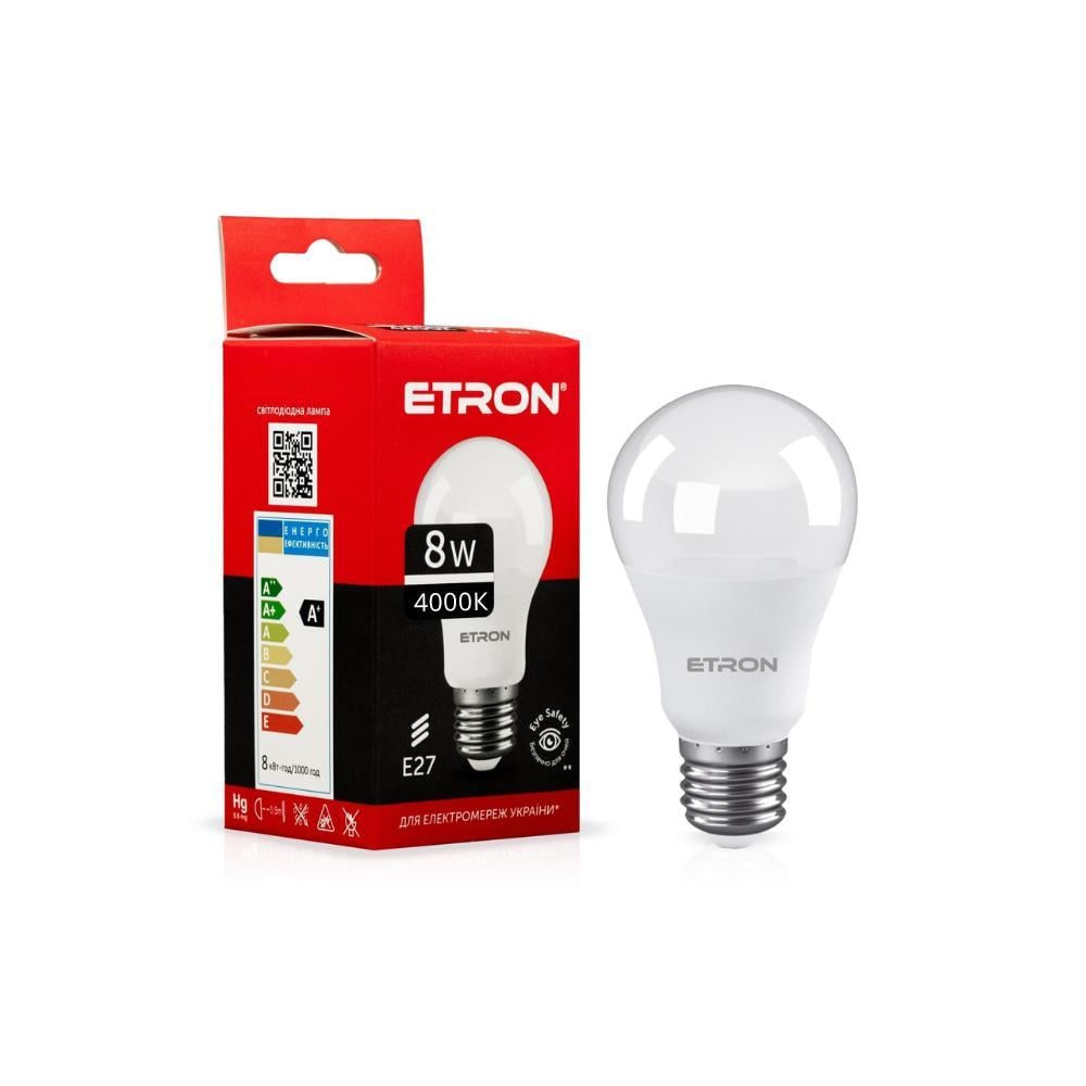 Лампа LED ETRON A55 8W 4000K E27 Light