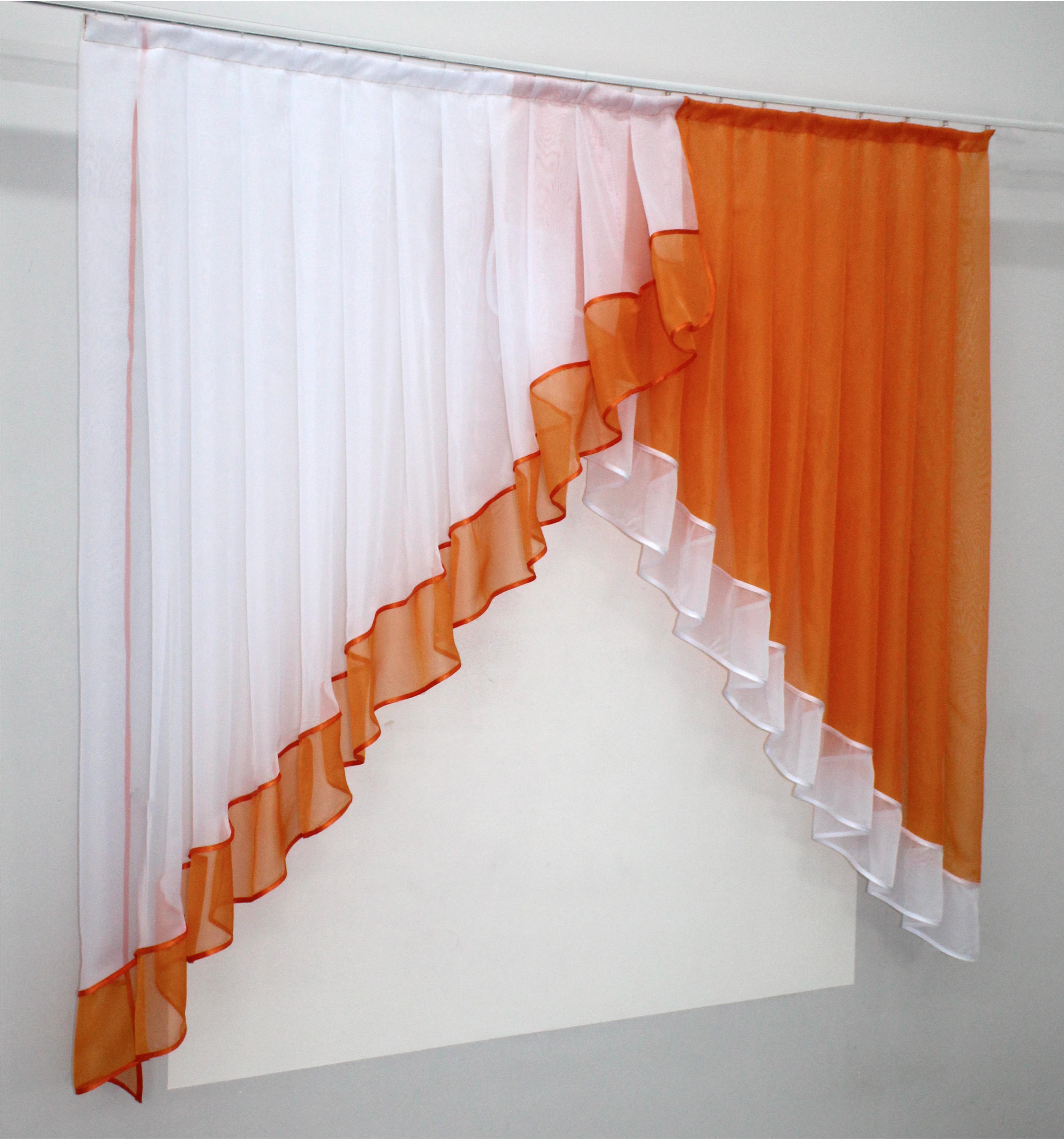 Занавеска кухонная VR-Textil № 023к 150х150 см Белый/Оранжевый (52-0406) - фото 2