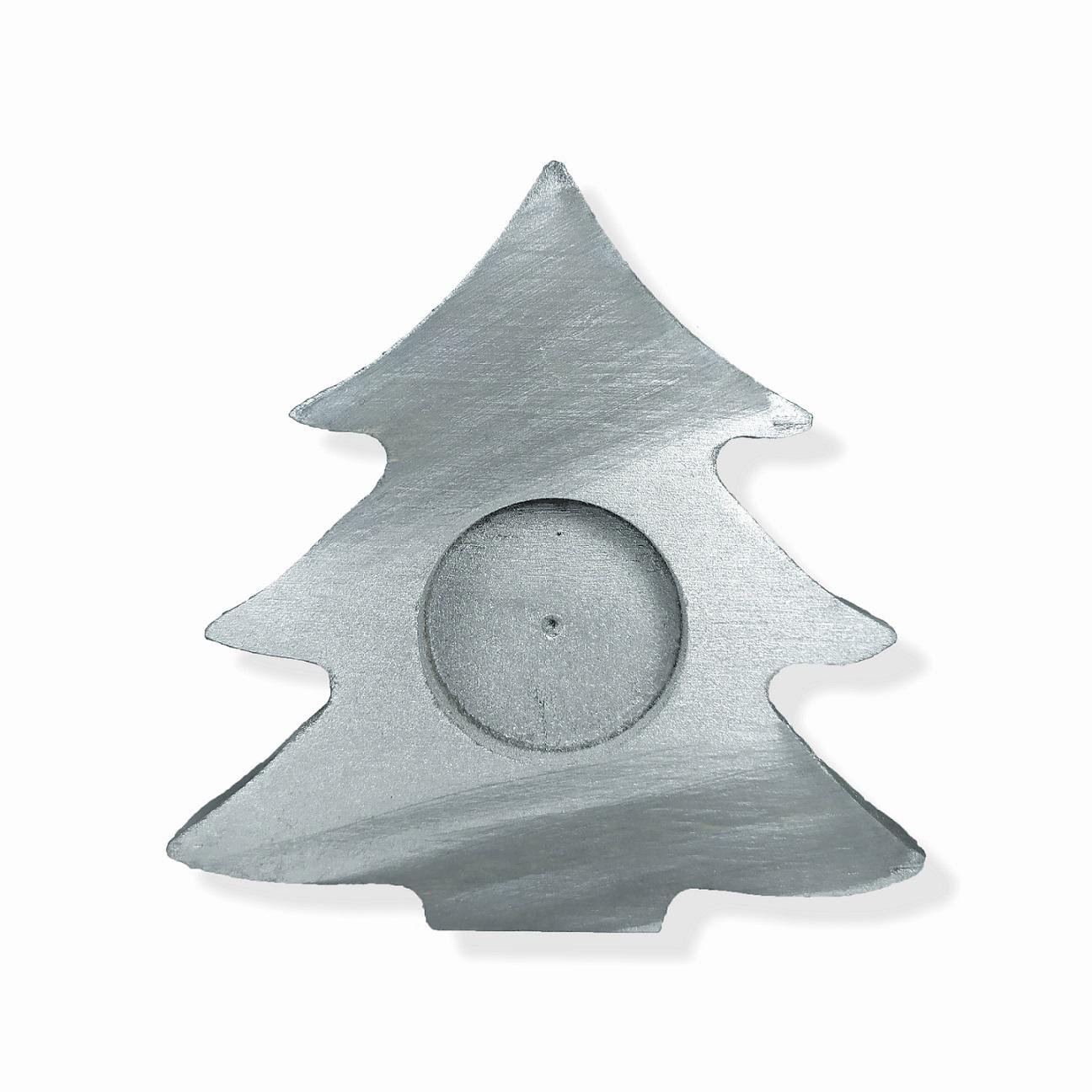 Свічник дерев'яний ялинка Срібний