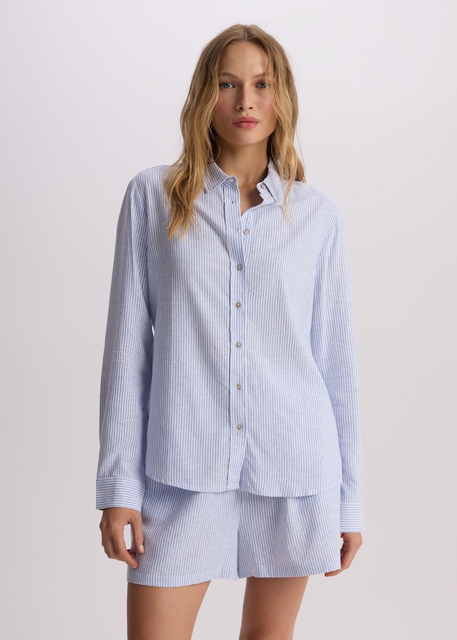 Рубашка женская Diverse EFAF L Бело-светло-голубой (5905384126887)