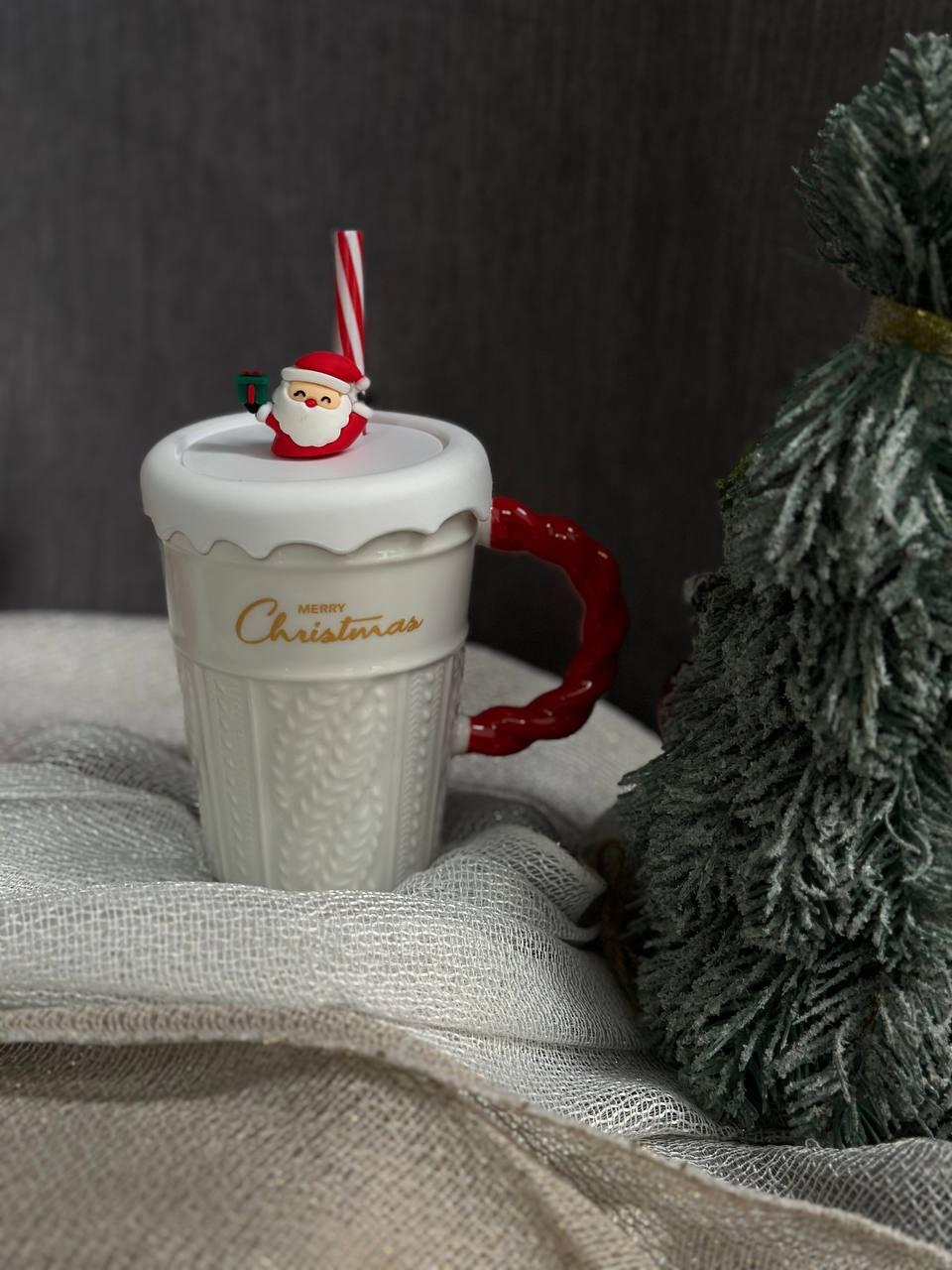 Чашка керамічна Olens 102-1061-2 Різдвяний світер з кришкою і трубочкою 380 мл Білий (2786447642) - фото 3 Чашка керамічна Olens 102-1061-2 Різдвяний світер з кришкою і трубочкою 380 мл Білий (2786447642) - фото 3