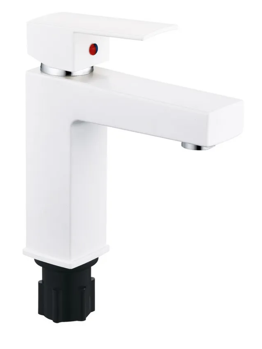 Смеситель для умывальника с подводкой PLAMIX Kubus-001 SET из термопластика White (PM0671)