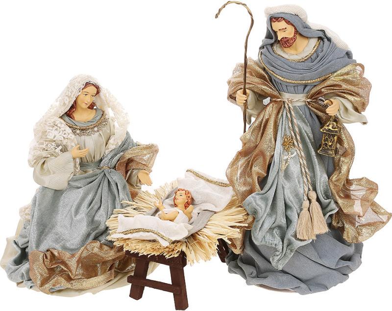 Композиція різдвяна декоративна Вертеп 3 шт. 37 см Сірий