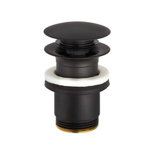 Клапан донний Kludi PUSH-OPEN для умивальників з отвором для переливу Чорний матовий (GRM-41213-01) Клапан донний Kludi PUSH-OPEN для умивальників з отвором для переливу Чорний матовий (GRM-41213-01)