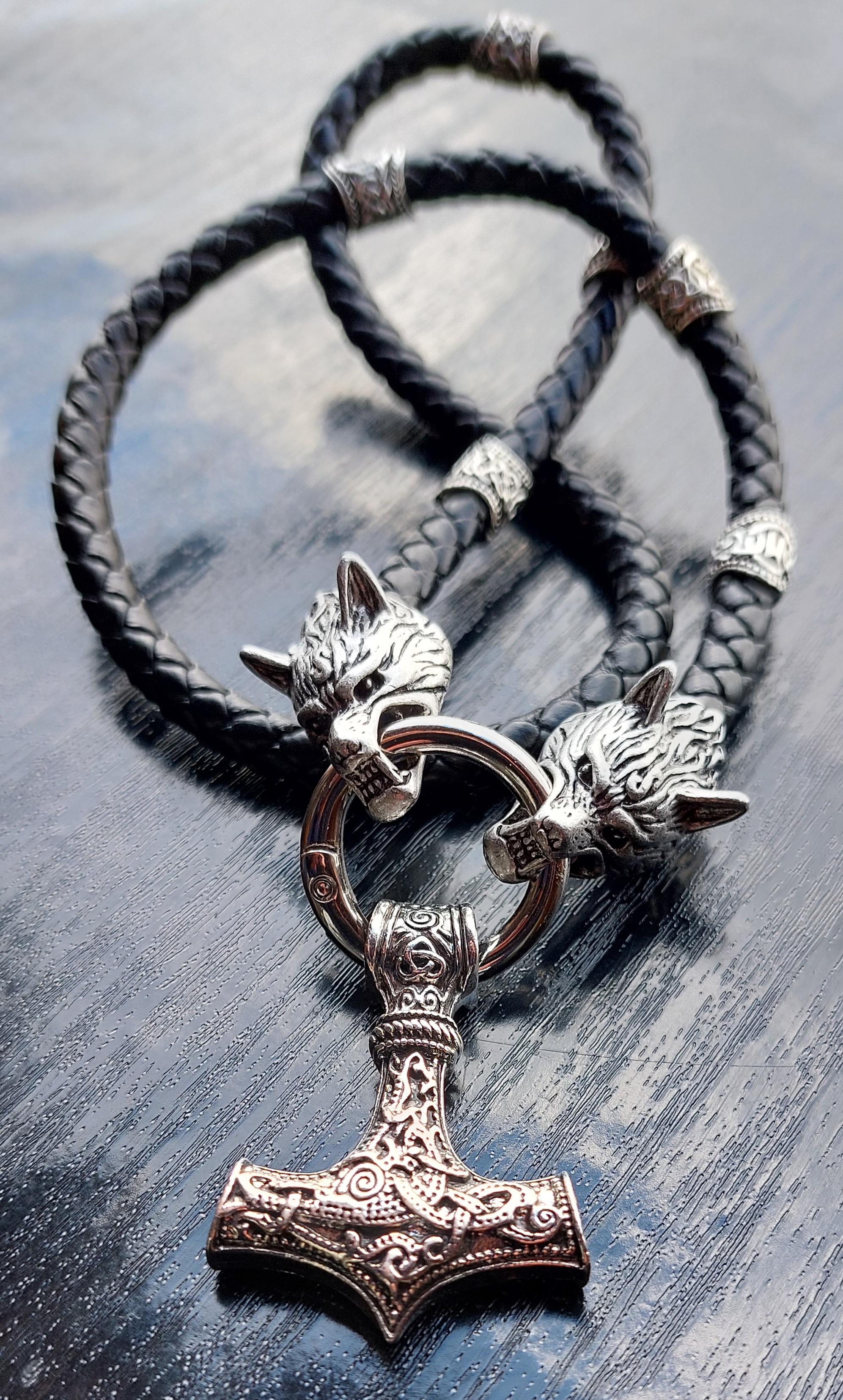 Кольє шнур LITAURS з рунами та кулоном молот Тора (250401) - фото 2 Кольє шнур LITAURS з рунами та кулоном молот Тора (250401) - фото 2