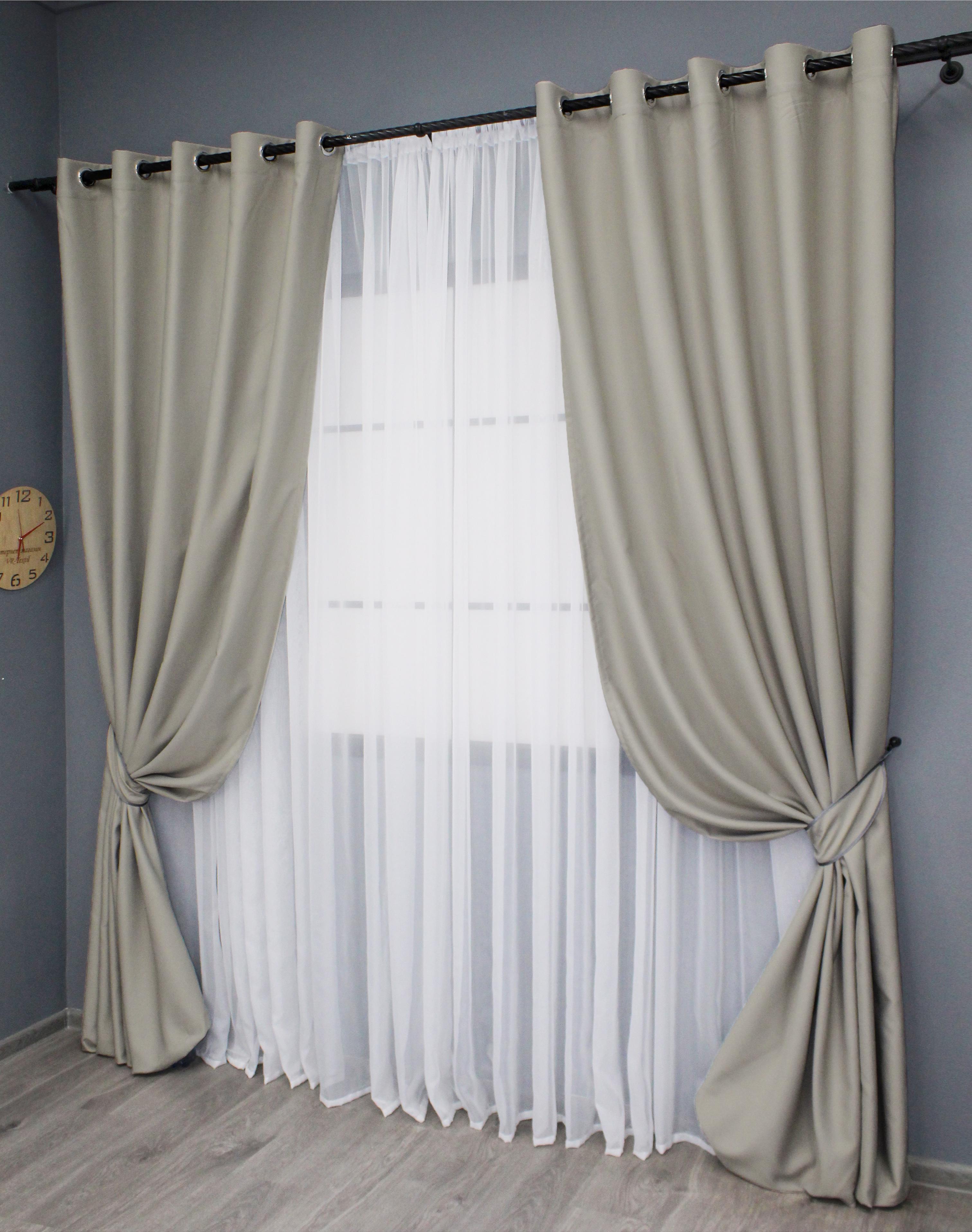 Комплект штор на люверсах VR-Textil Midnight №1672 150х270 см 2 шт. Світло-сірий (37-0220) - фото 2