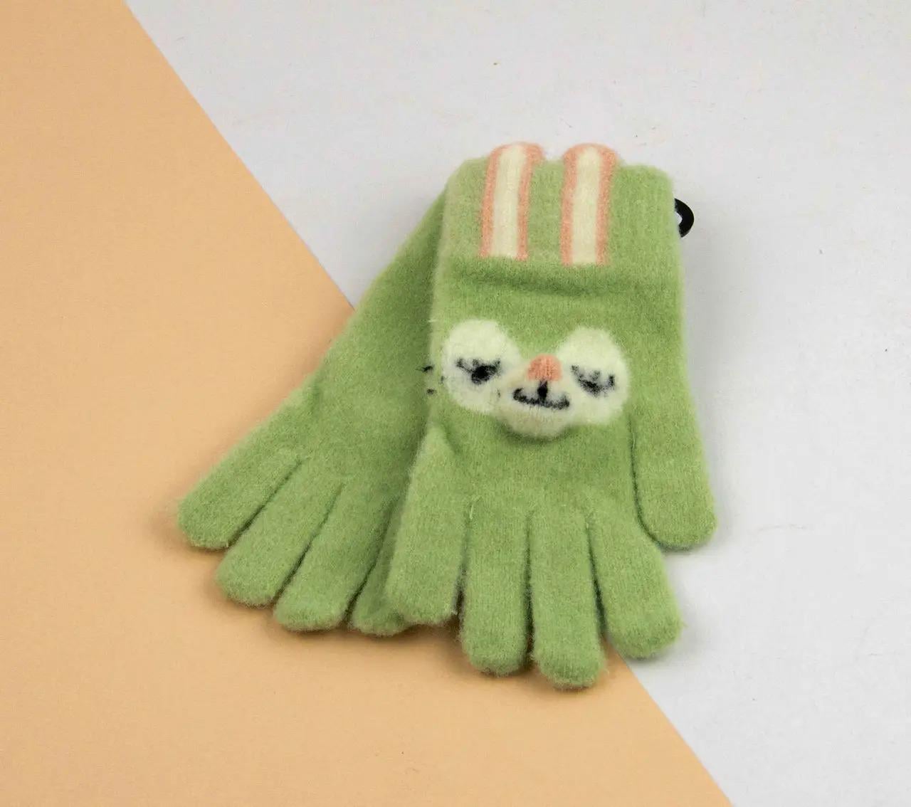 Детские перчатки зимние 5-8 лет р. 15 Салатовый (24-25-106)