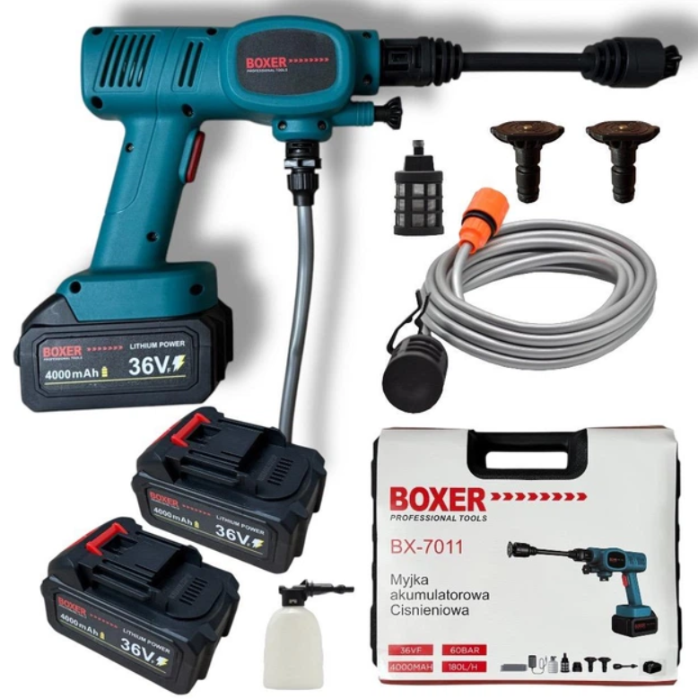 Мийка високого тиску BOXER BX-7011 акумуляторна 36V 60 бар 2 акумулятори 4000 mAh (BX-7011)