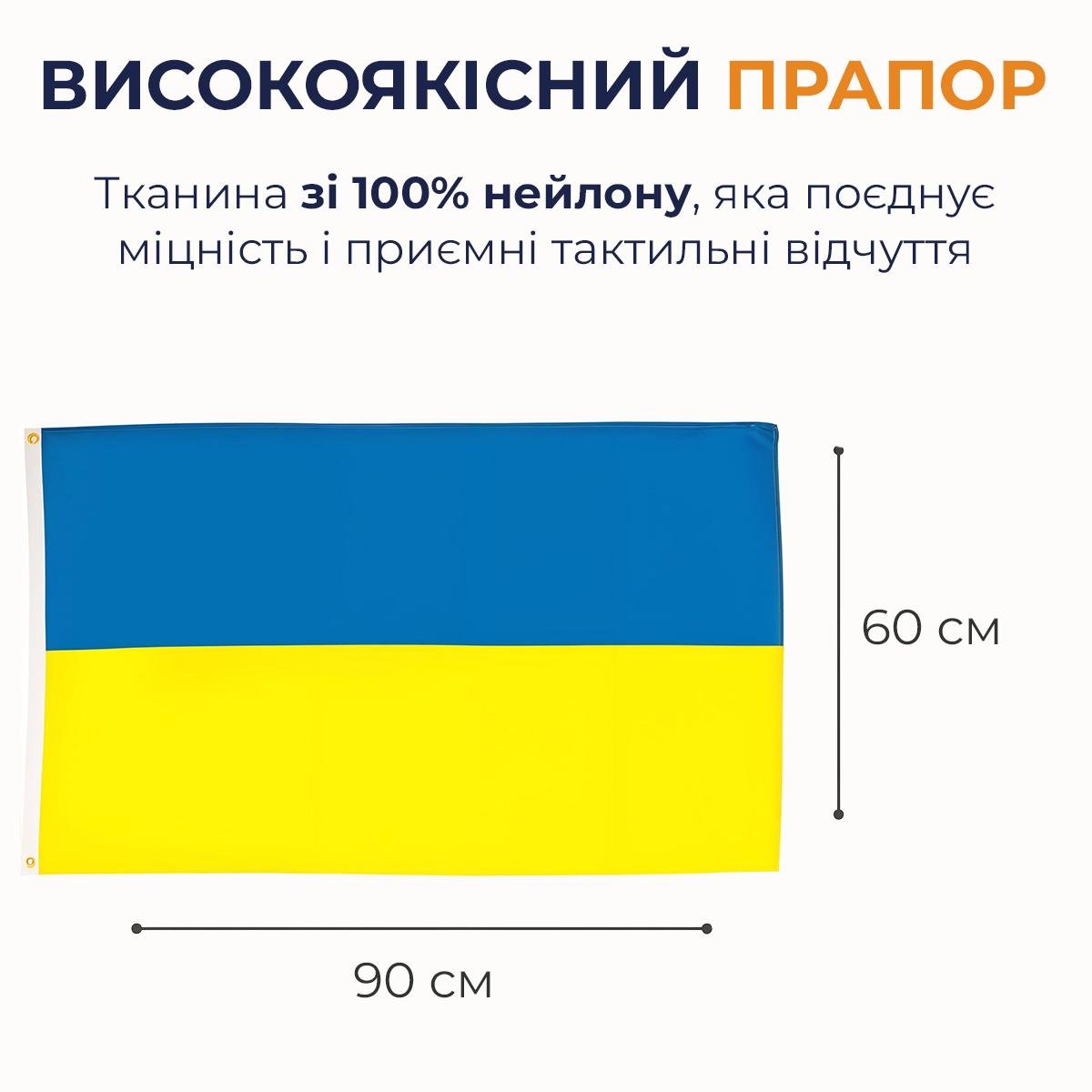 Прапор України Kayfovo iK7 для вулиці/будинку нейлон 90x60 см Жовто-синій (29271) - фото 3 Прапор України Kayfovo iK7 для вулиці/будинку нейлон 90x60 см Жовто-синій (29271) - фото 3