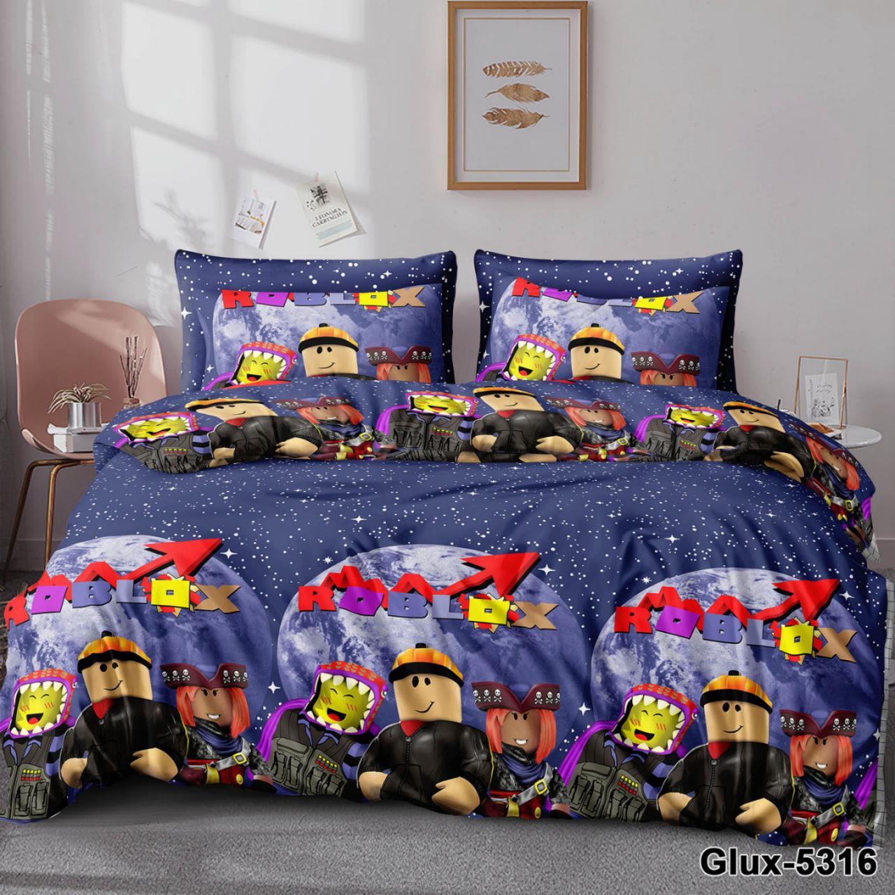 Комплект постільної білизни полуторний Gold Lux Роблокс D Blox Buddies ROBLOX бязь/коттон Синій (28810654)