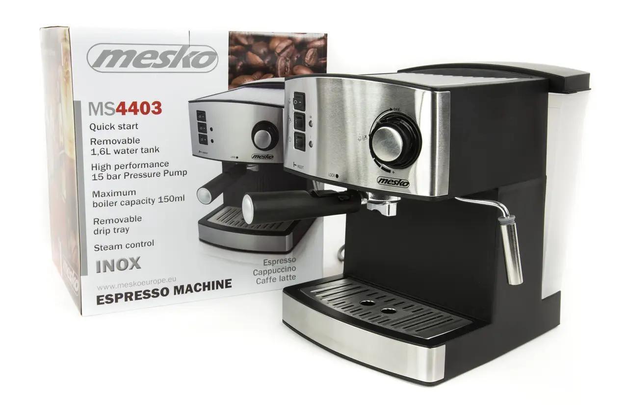 Кавоварка компресійна Mesko 850 Вт 15 Бар Silver (MS 4403)