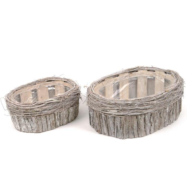 Комплект овальних дерев'яних кашпо 2 шт. (46210) Комплект овальних дерев'яних кашпо 2 шт. (46210)