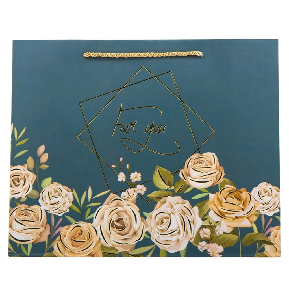 Набор подарочных пакетов Elisey Цветочная роскошь 38х32 см 4 шт. Синий (9069-016) - фото 1