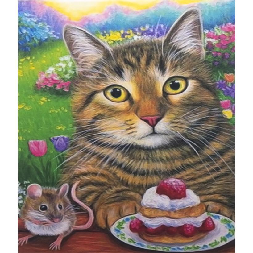 Алмазная мозаика Кот и мышь - лучшие друзья котенка кошка 5D полна на подрамнике 40х50 см (2571145170)