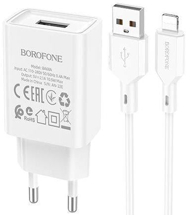 Устройство зарядное Borofone BA68A 1 USB 2,1A кабель Lightning White (36734)