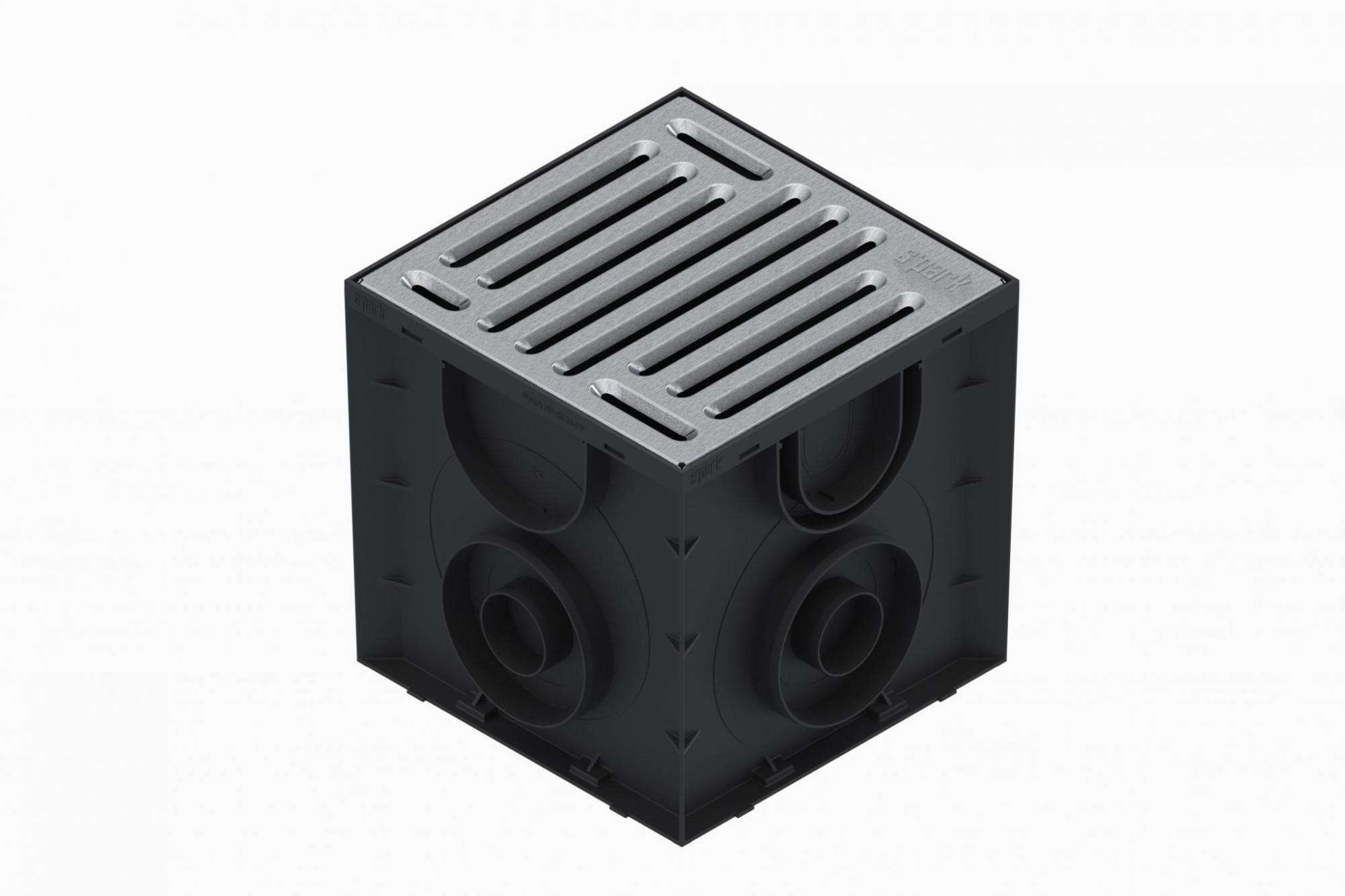 Дощоприймач пластиковий Easy 250х250 мм з решіткою сталевою оцинкованою щілинною без корзини (0867011.7)